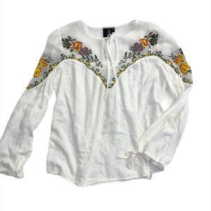 Women's Tunic Tie Sleeve BoHo Embroider Shirt